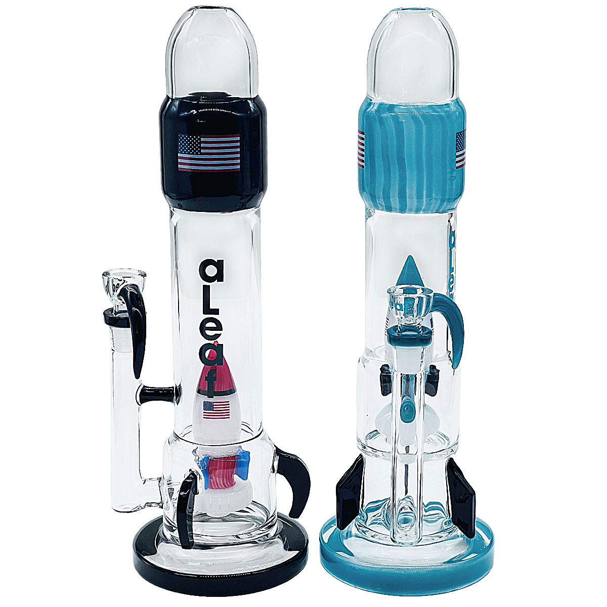 Aleaf The Galatic Ship With US Flag Rocket Perc Waterpipe (AL2125/AL2124) | 12.5 inches | Assorted Colors product image